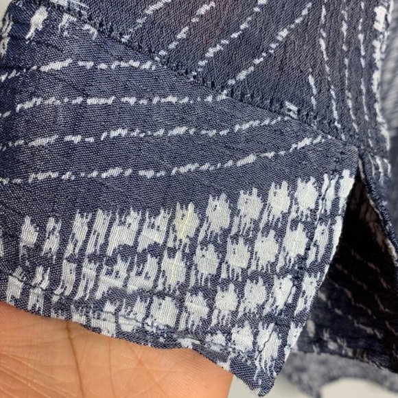 Fred David multi pattern half button down high low lightweight blouse size M - Picture 10 of 10